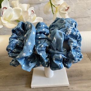 NEW Large Denim Scrunchies